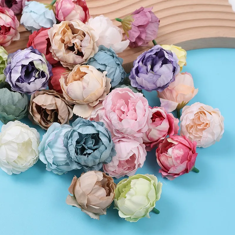 10Pcs Artificial Peony Flowers 10cm Fake Flower Heads for Home Room Dceor Garden Wedding Marriage Decoration DIY Gifts Accessory