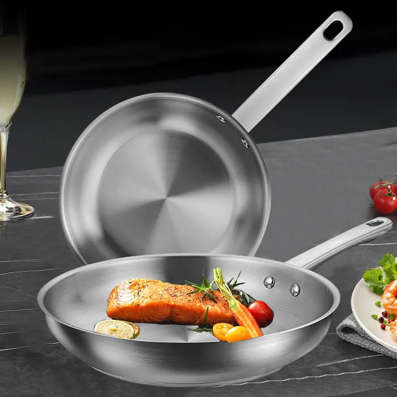 2-teiliges Set Bratpfanne aus Edelstahl, 20,3 cm, 25,4 cm, antihaftbeschichtet, Eierkochpfanne, Pfanne-Set, professionelles Induktionskochgeschirr