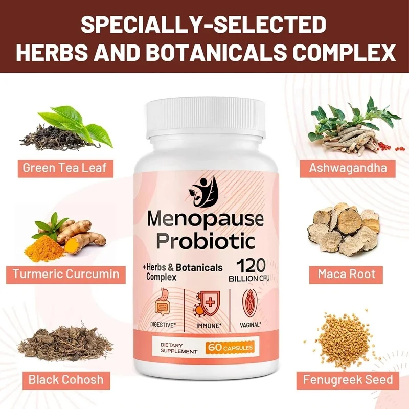 Female Menopausal Supplement, Suitable For Menopause, Hot Flashes, Emotional Fluctuations, Vegetarian Diet, 60 Capsules