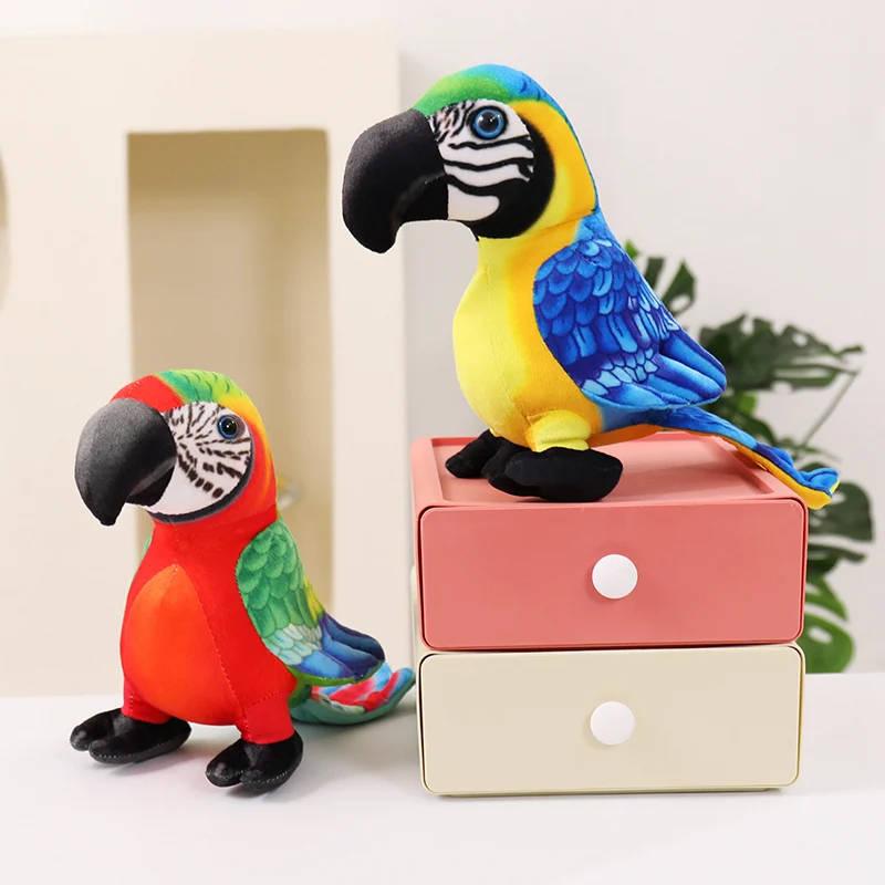 Wie echte weiche Vogelpuppe Kawaii Papagei Pfau stehend buntes Tier Home Office Dekor Plüschtier Geschenk