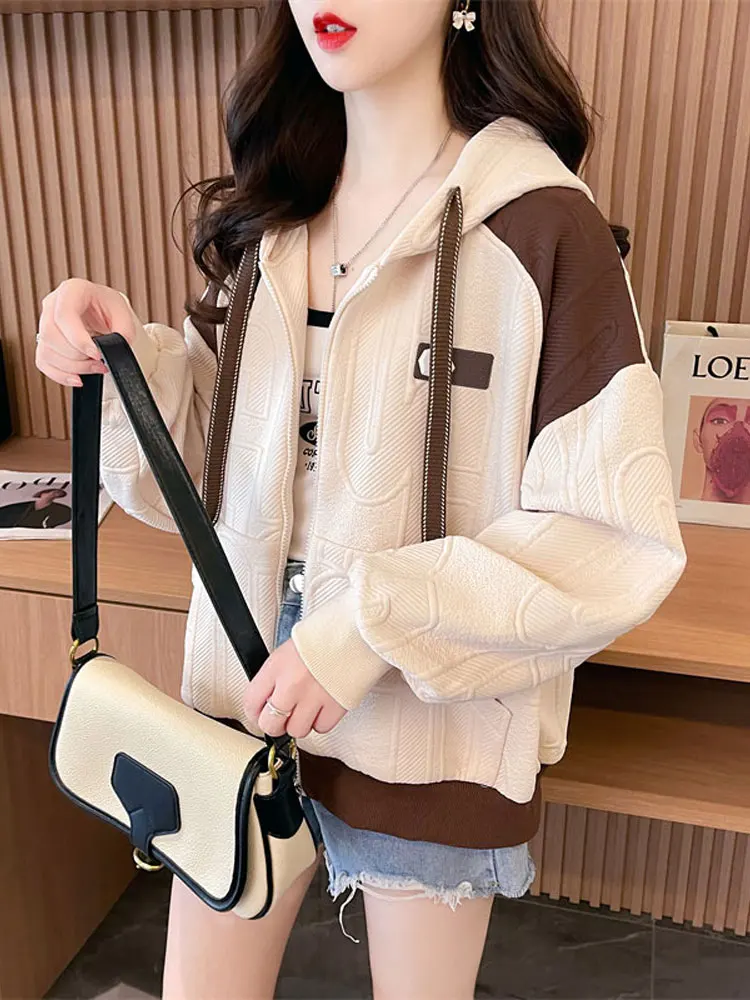 Giacche da baseball Hip Hop Donna con cappuccio Fibbia Foderata in pile Corto Popolare Varsity Morbido antispruzzo Boho Staccabile College Ladies