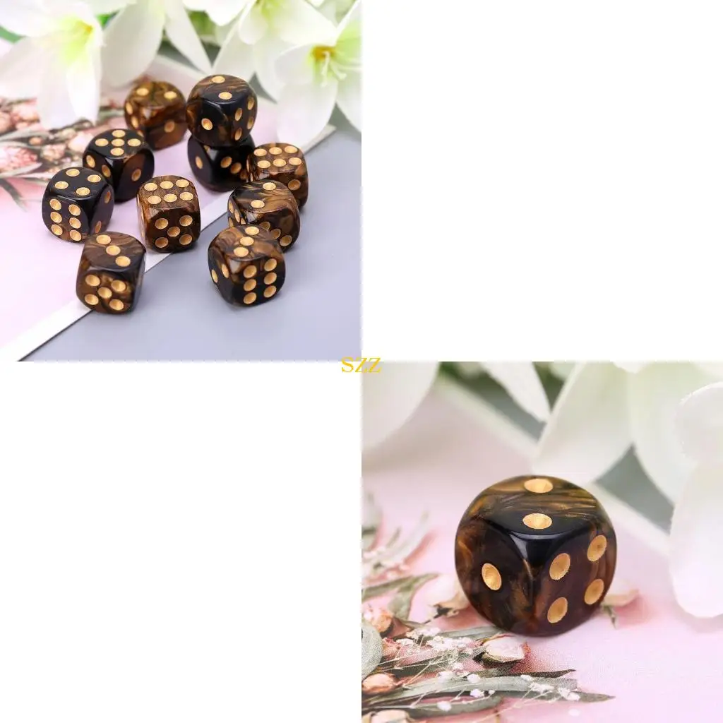 

10 шт. 16 мм смола в кости D6 Black Gold Point