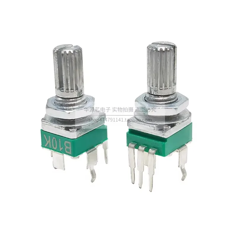 （100PCS）RK097 single potentiometer vertical bent foot with bracket handle 15mm non-gear 3-pin B5K10K20K50K100K