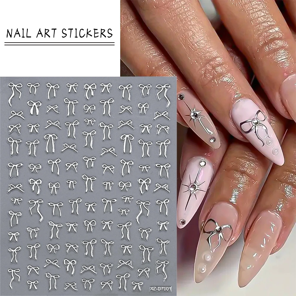 12pcs/set 3D Bronzing Sun Moon Nail Art Stickers Decals Holographic Silver Stars Line Designs DIY Manicure Y2K Nail Sliders
