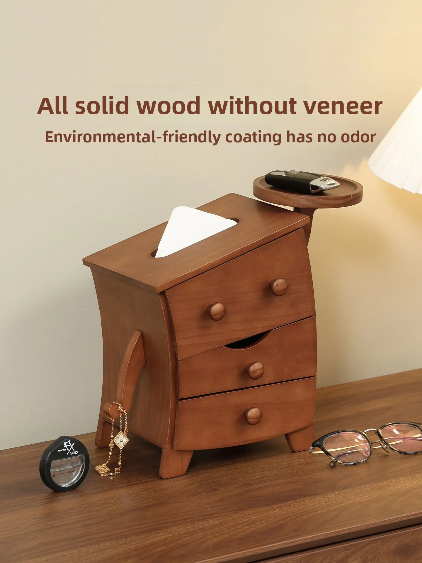 Caja de pañuelos de madera maciza pura, adorno creativo, regalo de inauguración de casa nueva, para escritorio, para guardar papel y dibujos.