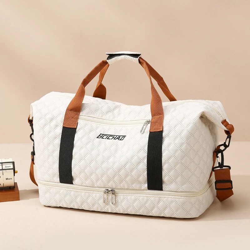 

Нейлоновая дорожная спортивная сумка с отделением для обуви, большой вместительный узор Argyle, повседневная дорожная сумка для выходных, сумка для хранения в спортзале