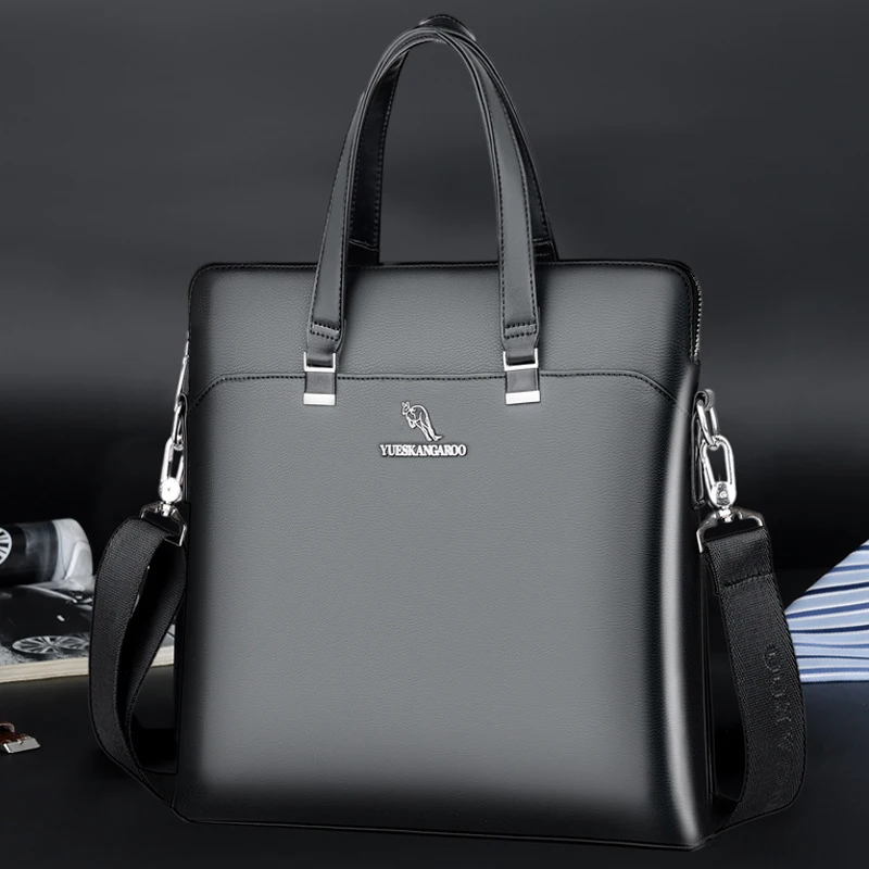 Imagem -02 - Maleta Luxuosa para Homens Bolsa Executiva de Couro pu Trabalho de Escritório Mensageiro de Ombro Bolsala Lateral Vertical Masculina