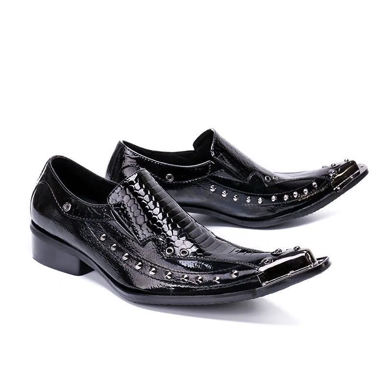 Sapatos de couro genuíno masculino, Iron Toe, Sapatos de couro casuais elegantes