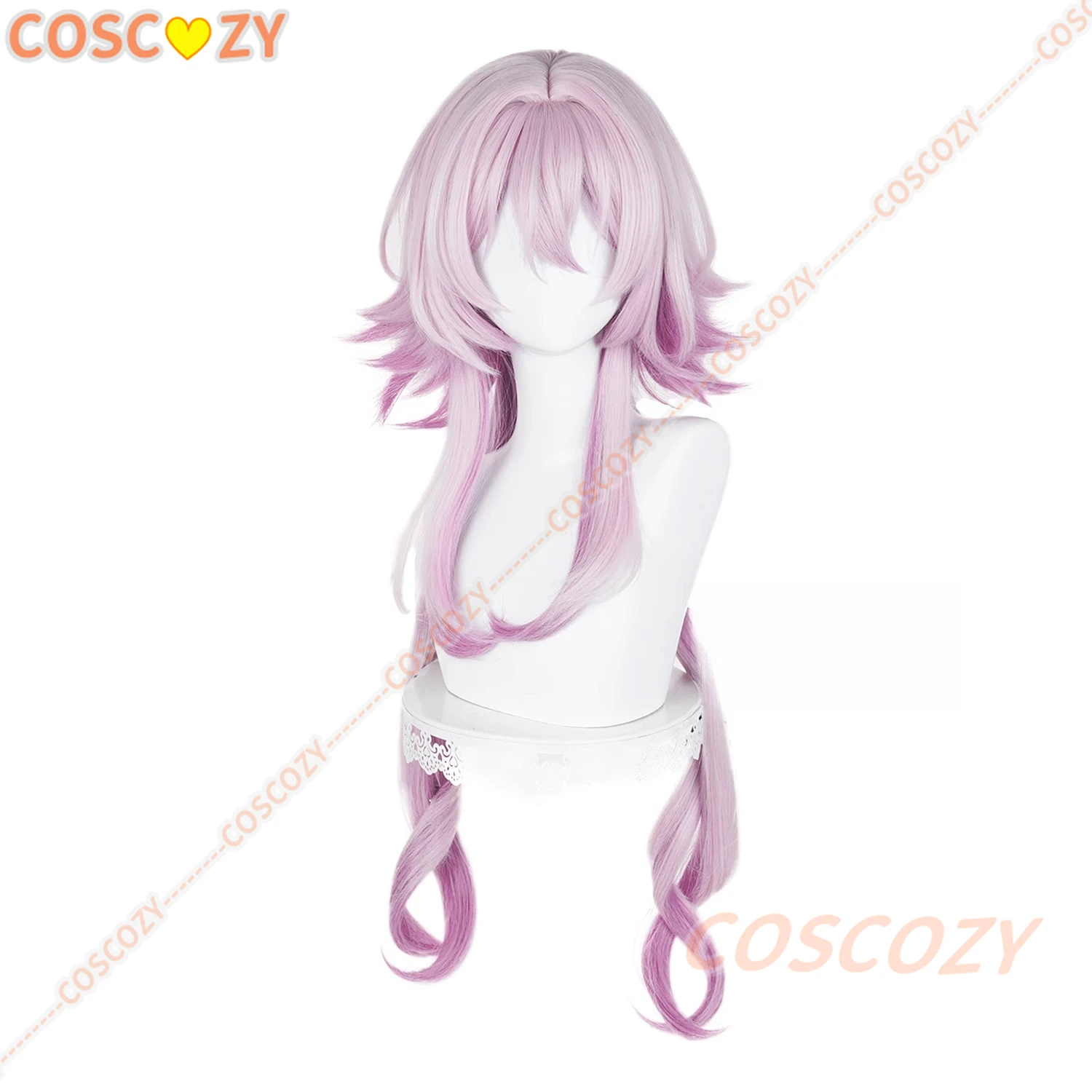 Hsr 7 de março o dia das bruxas peruca cosplay 100cm rosa roxo peruca resistente ao calor perucas sintéticas para halloween carnaval festa traje