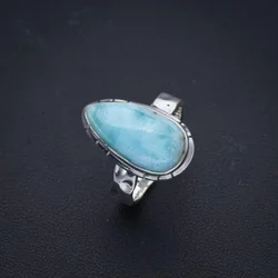 StarGems Natural Larimar  Handmade 925 Sterling Silver Ring 7 F0860