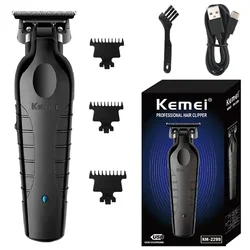 Kemei-Aparador elétrico sem fio profissional para homens, cortador de cabelo para barba, máquina de corte de cabelo, recarregável, 0mm, 2299