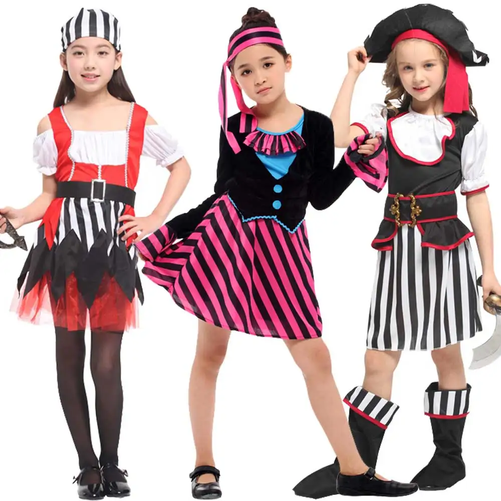 Vestido de Pirata para Niña, Disfraz de Fiesta Temática de Piratas, Vestido Fantasioso y Elegante para Halloween, Carnaval, Actuaciones en Escenario, Cosplay de Anime