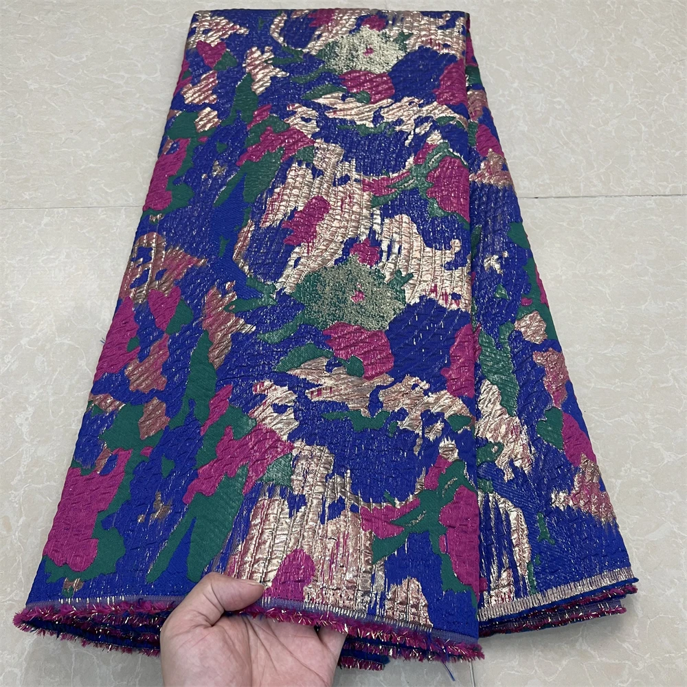 2024High Quality African Nigerian Tulle Lace Fabric Embroidery Silk Fabric Jacquard Dress Prom Party Gown For Sewing YXZ135