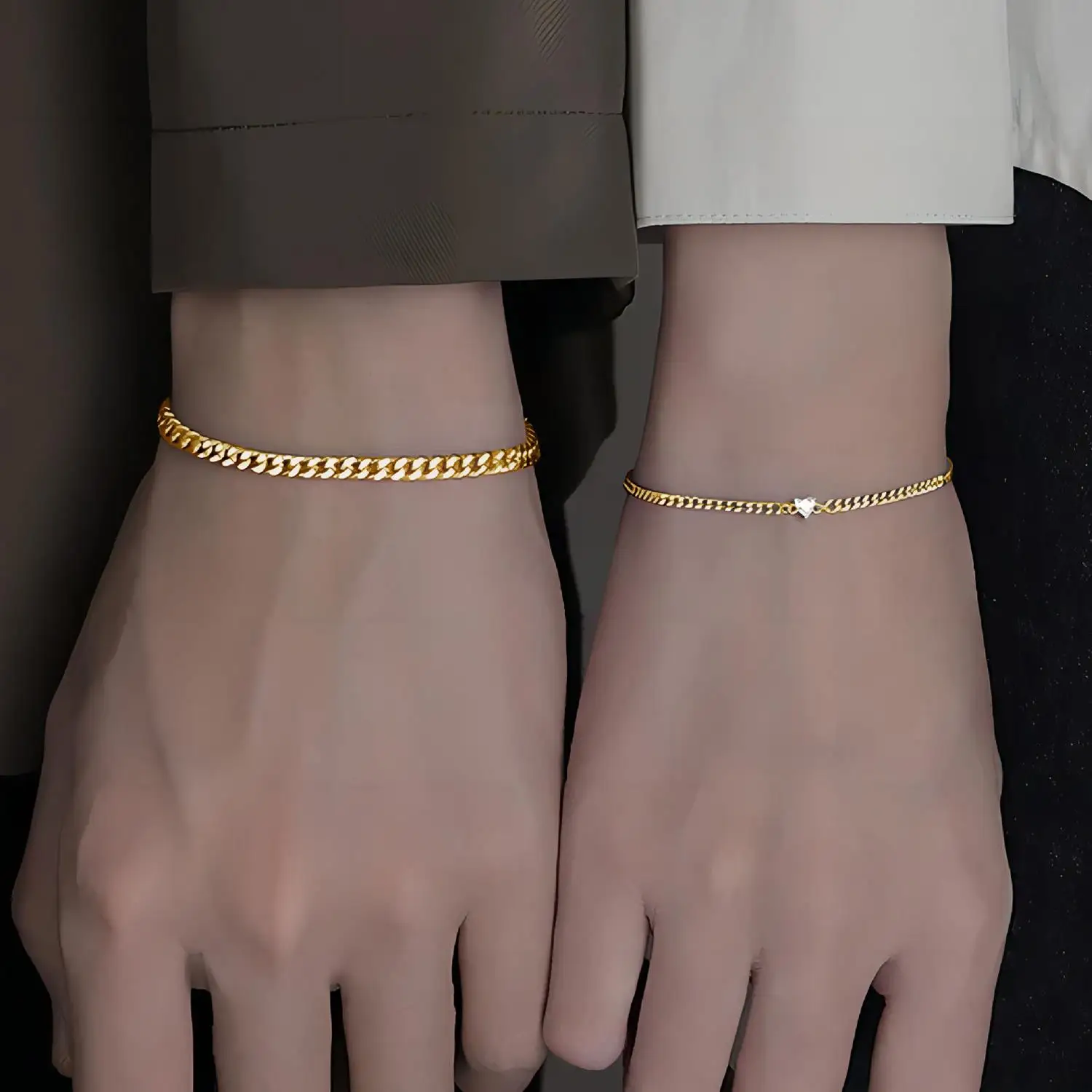 2 pçs simples e minimalista corrente de aço inoxidável pulseiras conjunto para homens moda rua chique pulseira feminina 2025 nova moda jóias