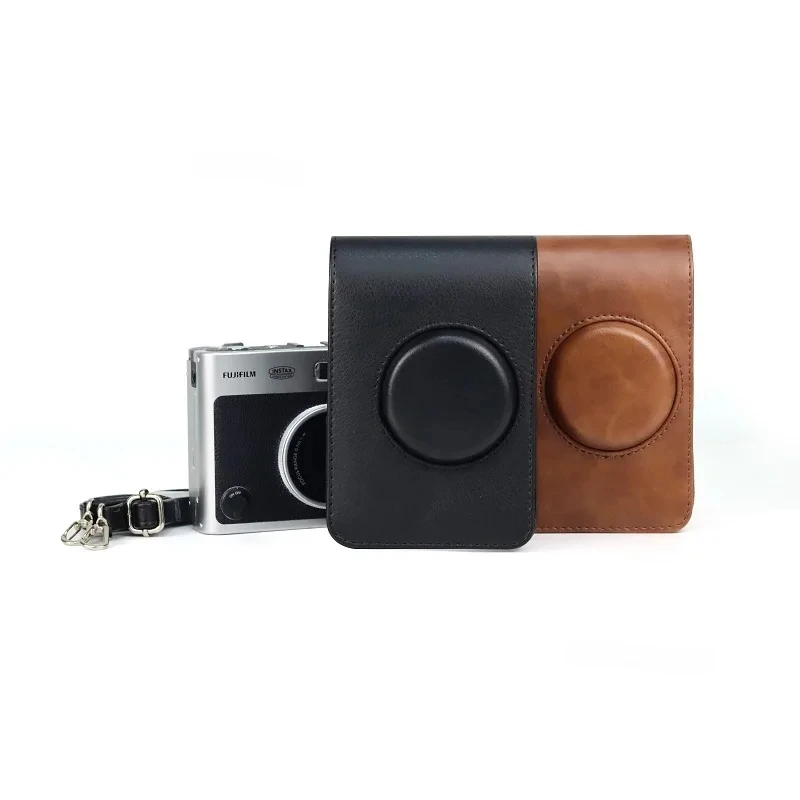 

For Fujifilm Instax Mini Evo hard leather protective shell camera bag retro PU leather case shoulder belt protection bag