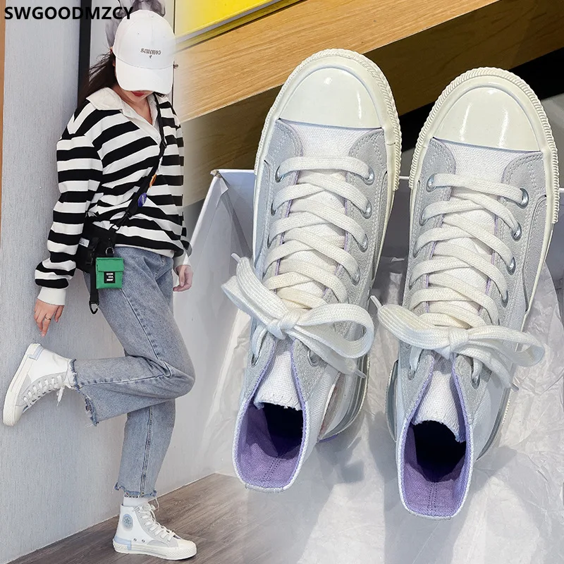 Chunky Sneakers Harajuku scarpe scarpe da donna Platform Sneakers High Top Sneakers donna Casuales scarpe di tela donna Zapatos Mujer