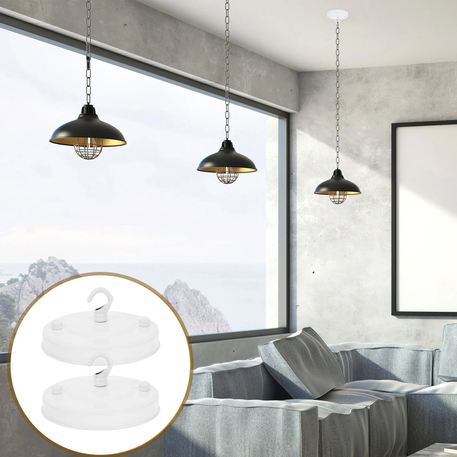 

2 Pcs Chandelier Ceiling Lamp Holder Pendant Light Kit Canopy Parts Plate Cover Hooks for Hanging