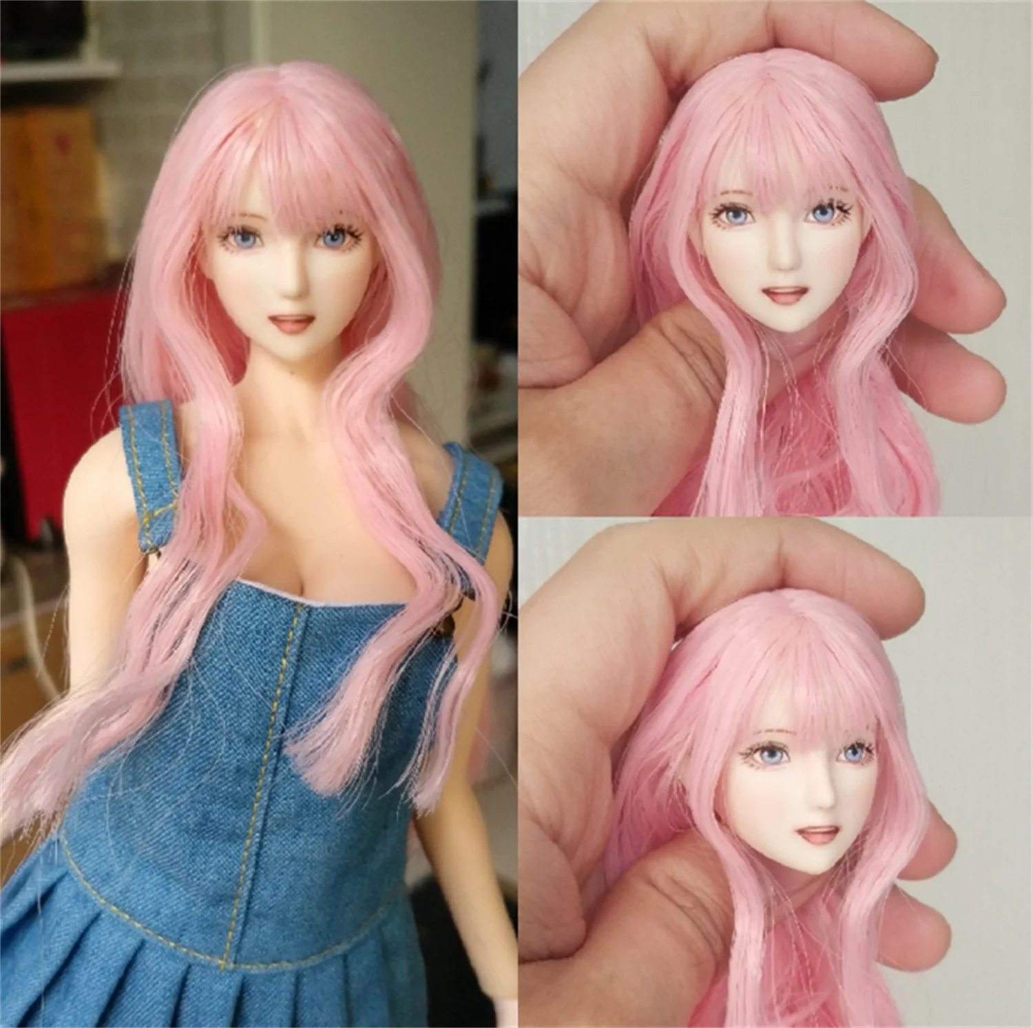 

Obitsu 1:6 Beauty Girl Pink Hair Head Sculpt Model Fit For 12'' Female PH LD UD Action Figure Body