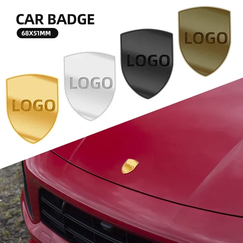 1pcs 68x51mm Metal Car Front Logo Hood Badge Emblem Decal Sticker for 718 911 Cayenne macan panamera Carrera cayman boxster S