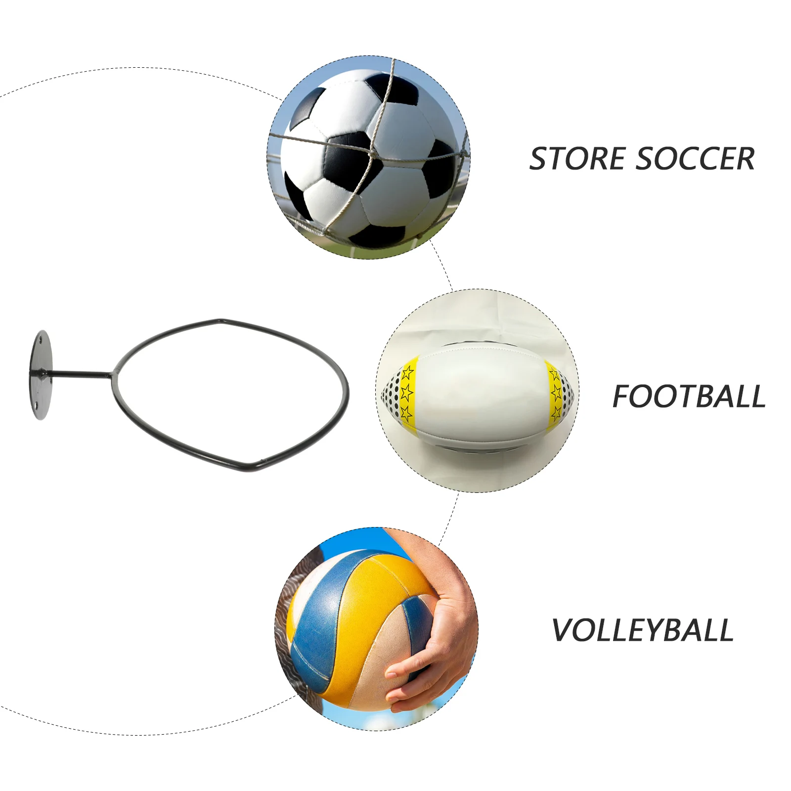 

1Set Wall-Mounted Basketball Rack High-Quality Iron Durable Sports Balls Holder Soccer Football Volleyball Organizer
