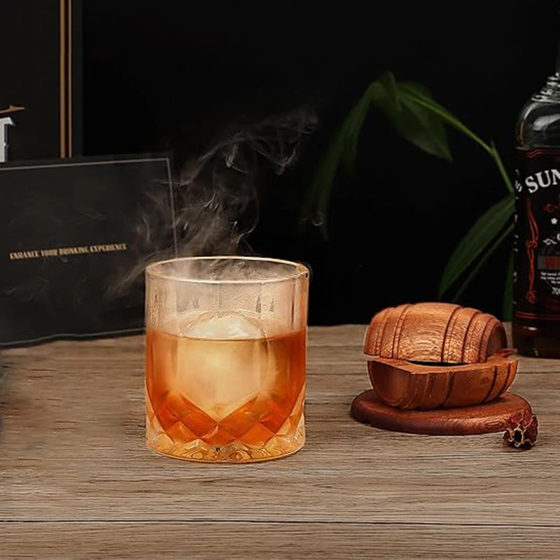 Cocktail Barrel Smoker Infuser Kit Old Fashioned Smoker Whiskey Bourbon Drink With 4 Stainless Steel Ice Cubes Gifts For Men