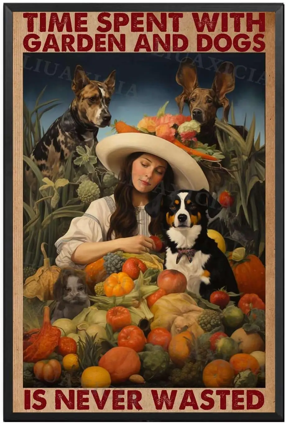 Canvas Vintage Wall Art Time Spent Withigarden And Dogs Is Never Wasted For Room Kitchen Farmhouse Decor 12.00