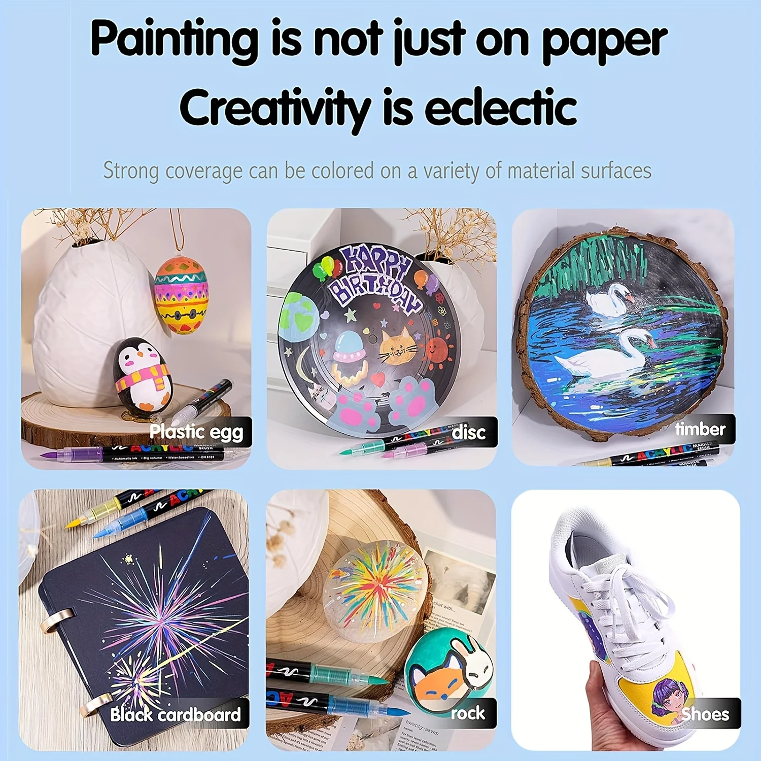 12-72 لون علامات أقلام الطلاء الاكريليك علامات الطلاء بطرف الفرشاة للرسم الصخري خشب قماش حجر هدية عيد الميلاد DIY الحرف اليدوية