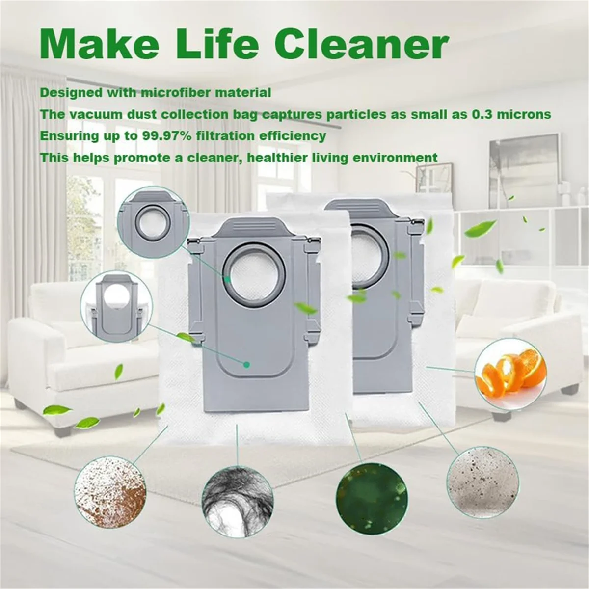 16 Pack Dust Bags for Roborock Q Revo Robot, Qrevo MaxV, S8 Max Ultra, S8 MaxV Ultra Robot Vacuum Bags Replacement Parts#ABLE