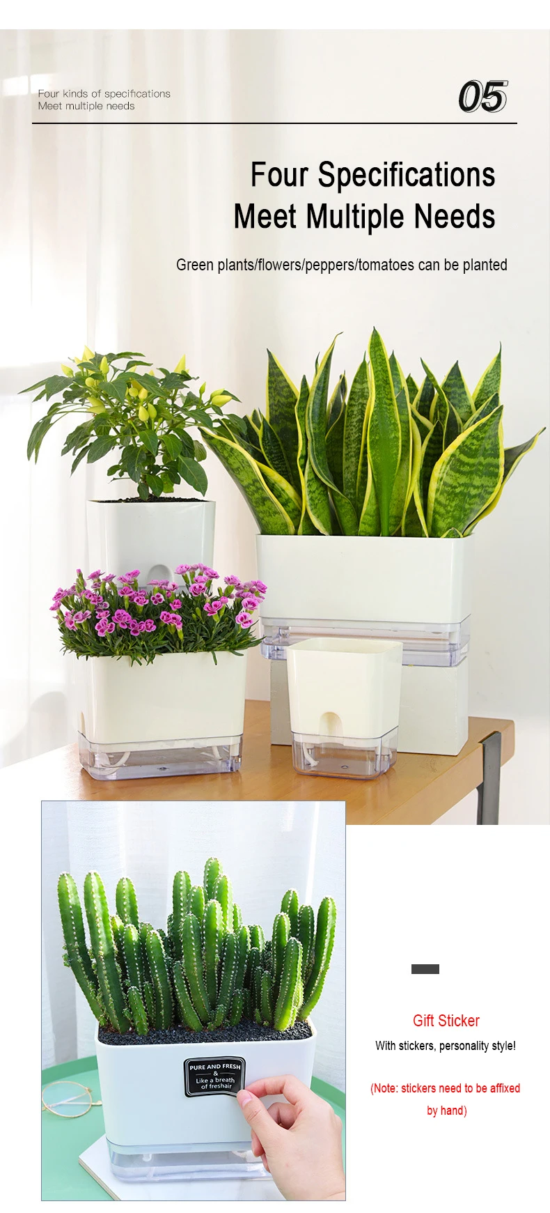 Neue Selbst Bewässerung Blumentopf Magnetische Kunststoff Selbst-saugfähigen Baumwolle Seil Blumentopf Für Doppel-deck Faul Blumentopf garten Liefert – Detail 30