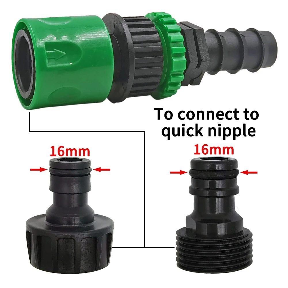 WUJIE 3/4\'\' Quick Connector Nipple EURO Barb Threaded Adapter for 16mm 20mm PE Hose Pipe Garden Drip Irrigation Watering System