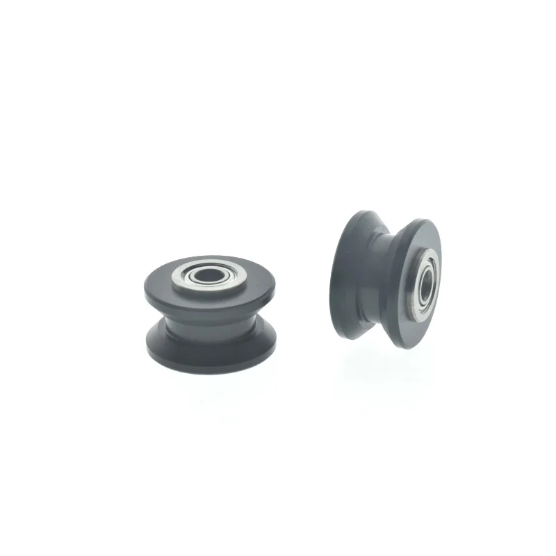 1PC Trapezoidal bearing pulley black 4mm flange double bearing door and window track sliding door micro POM wheel 4X18
