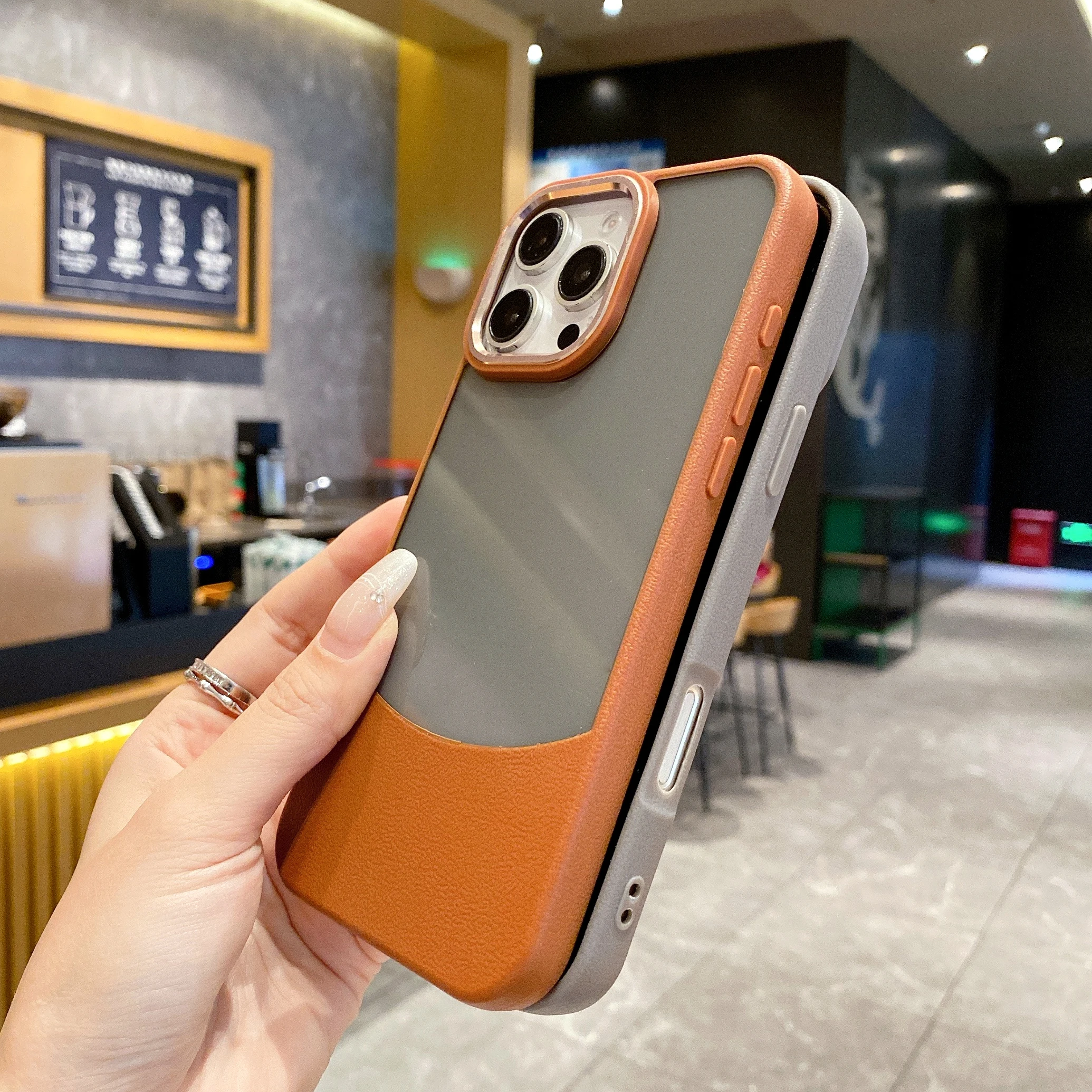 For iPhone 16 Pro Max 16 Plus Case 2 IN 1 Leather Skin Clear Texture Mobile Phone Case