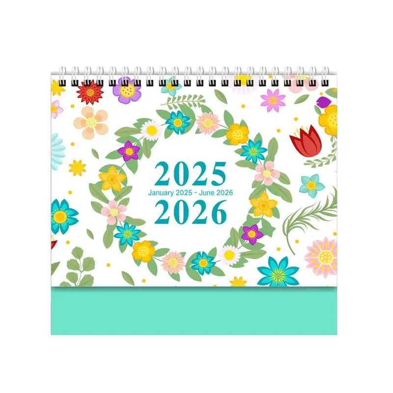 Calendário de Mesa Floral Permanente, Mesa Simplificada, 7x8 ", 2022, 2025-2026, 18 Meses