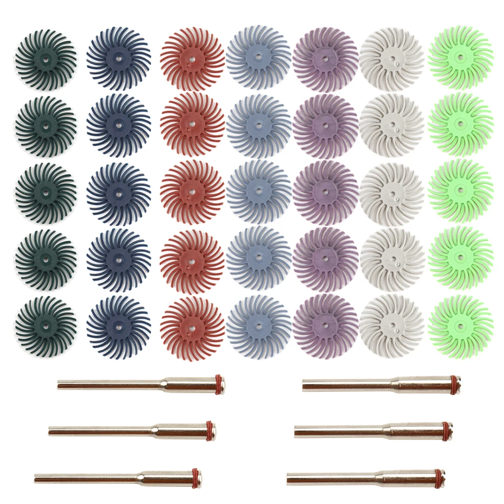 Kit de disques abrasifs à poils radiaux de 1 '', brosse Abrasive, tige de 2.35/3mm, roue de polissage pour accessoires d'outil rotatif grain 80-2000