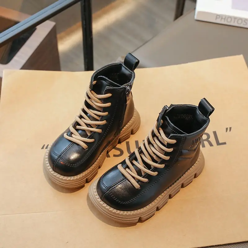 الأطفال 2026 الخريف الشتاء الأحذية النمط البريطاني الدافئة أحذية بوت قصيرة الفتيات الفتيان لينة المضادة للانزلاق صوف مبطن أحذية غير رسمية #5