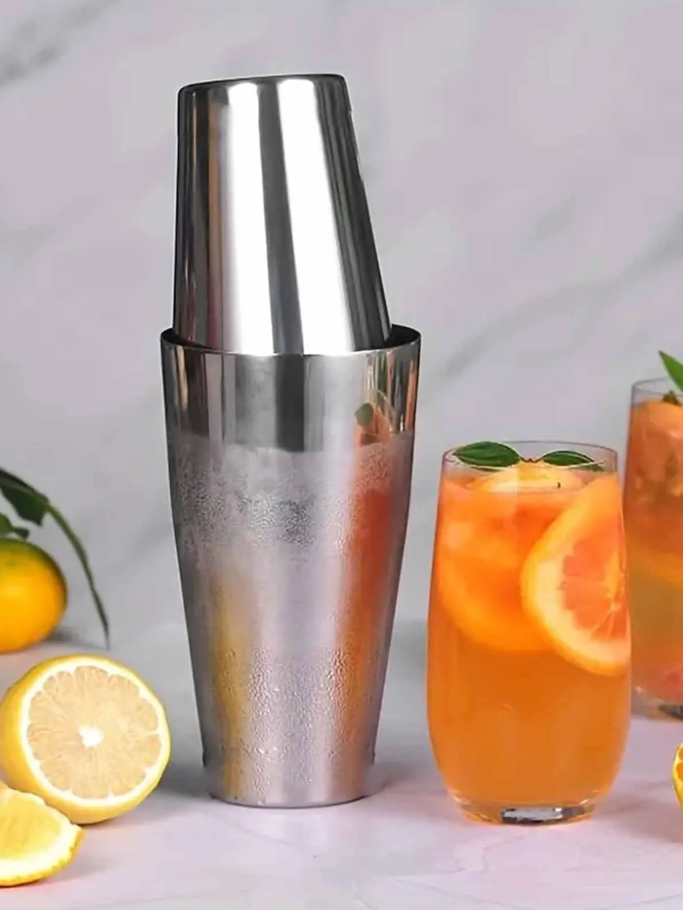 Stainless Steel Silver Boston Cocktail Muddle Shaker Set of 2