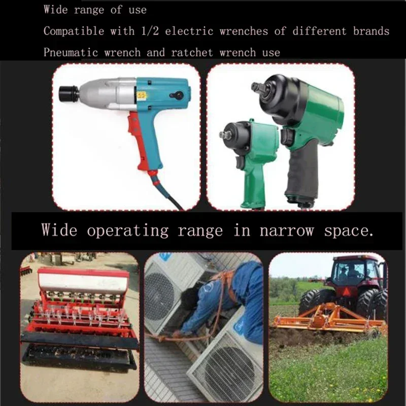 90 Degree L Shaped Socket Wrench for 1/2 Inch Drive Pneumatic Wrenches Electric Ratchets and Hand Operated Tools