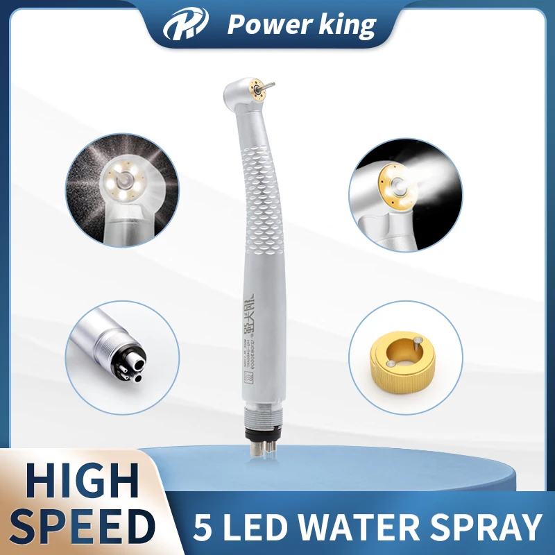 Dental Handpiece 5 LED High Speed Dentistry Turbine 5 Water Spray 5 Light 4Hole 2Hole Push Button Lamps Ceramic Bearings