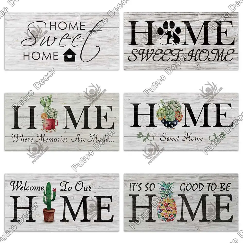 Putuo Decor Home Signs Wooden Hanging Signs Family Wooden Sign Plaque Wood for Home Decor Gifts Living Room Door Decoration