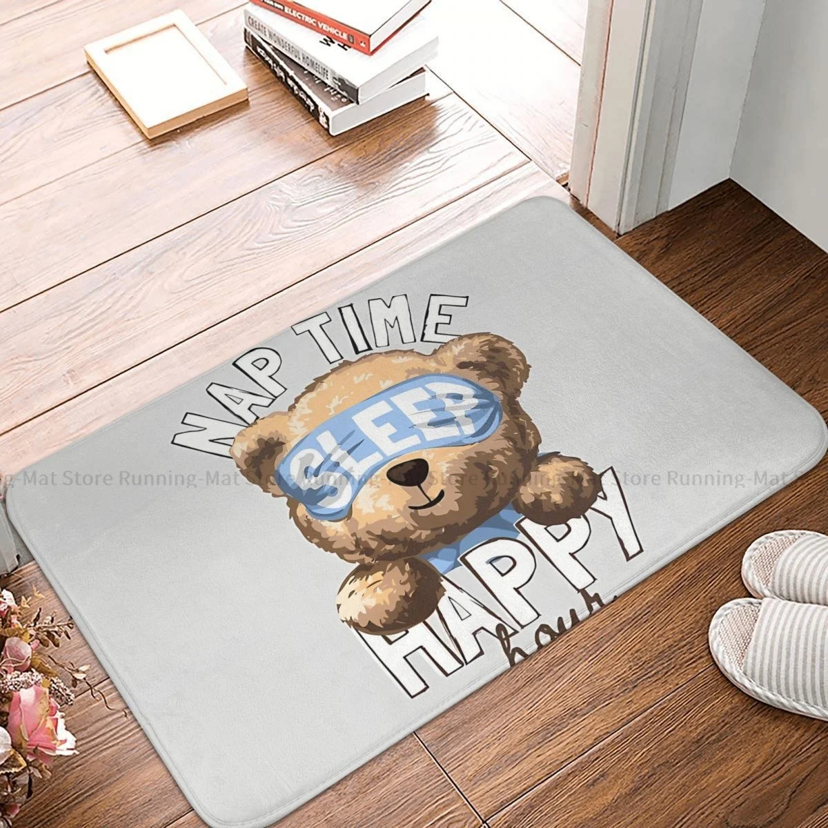 Teddy Bear Bedroom Mat Nap Time Happy Hour Doormat Living Room Carpet Entrance Door Rug Home Decoration