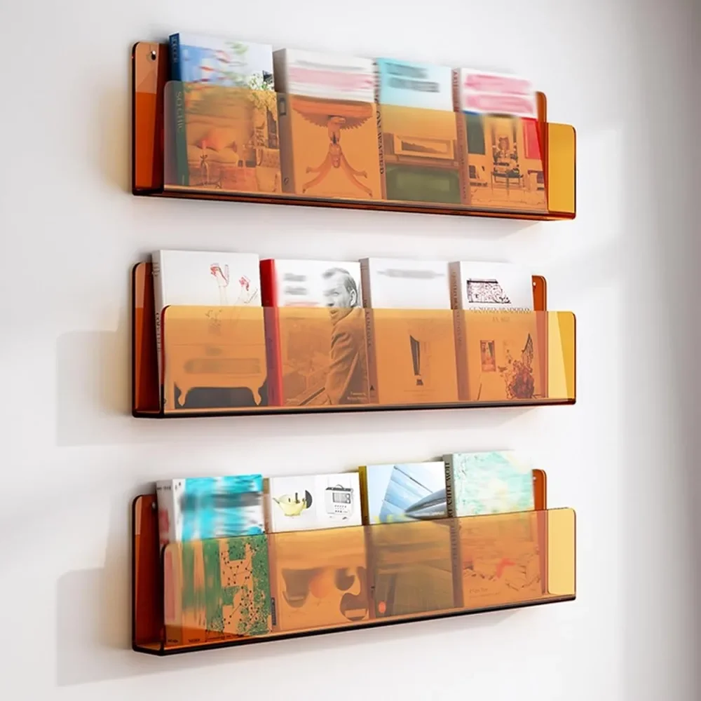 

Magazine Holder Vinyl Records Holder 3-Layer Brochure Holder Wall Mount, Hanging Magazine Rack Clear Acrylic Floating Shelves