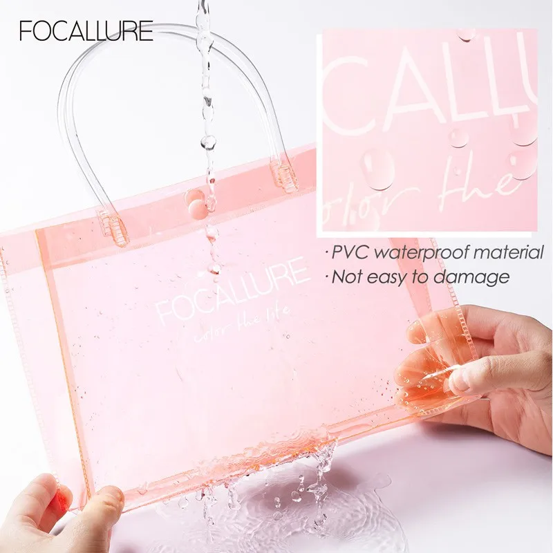 

FOCALLURE Portable PVC Makeup Storage Bag Waterproof Lightweight Handbag Travel Pouch Ultra Beauty Cosmetics Bag Christmas Gifts