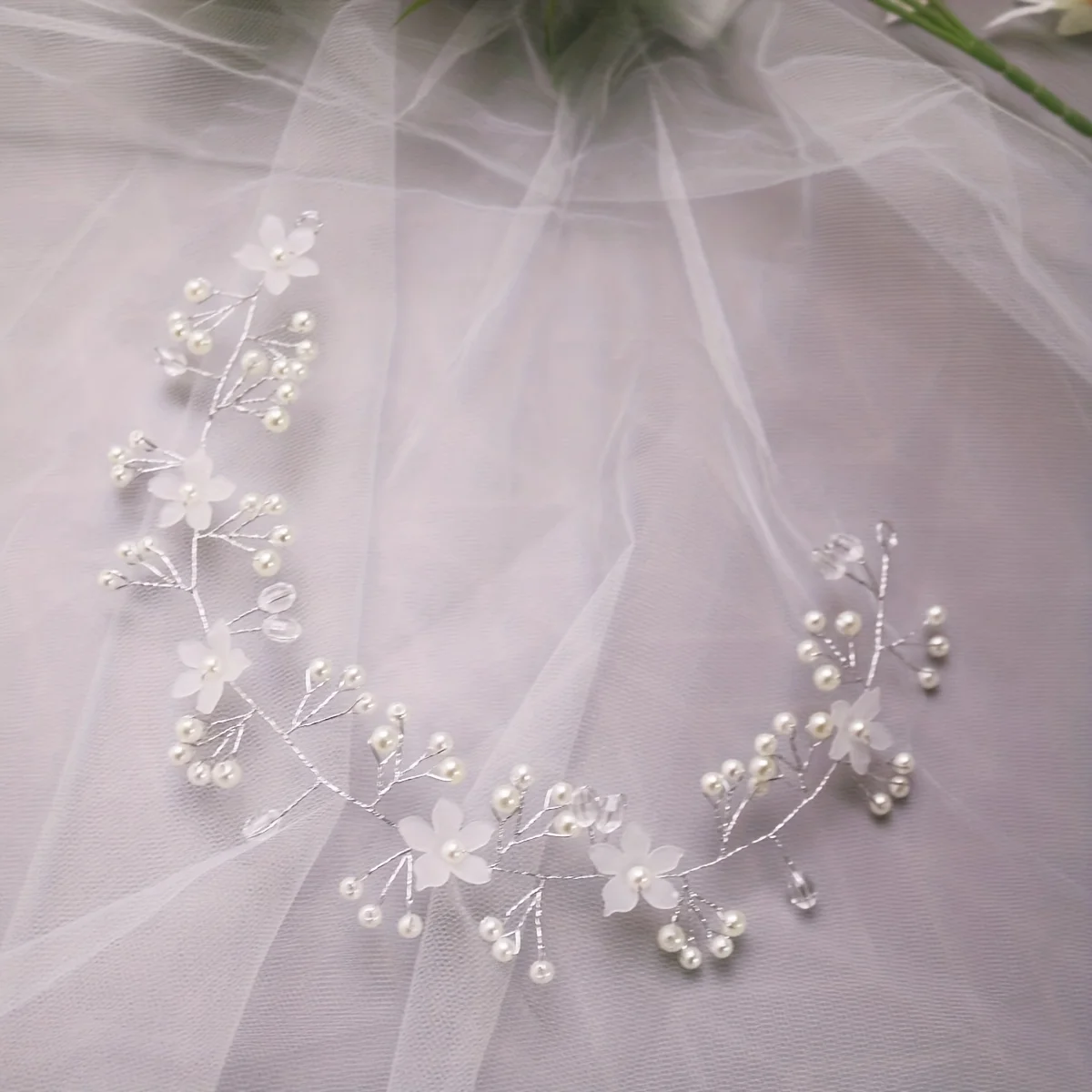 Handmade Fashion Crystal Flower Hair Vine Headband Pearl Headband Bridal Wedding Hair Accessories Jewelry Hair Vine Headband