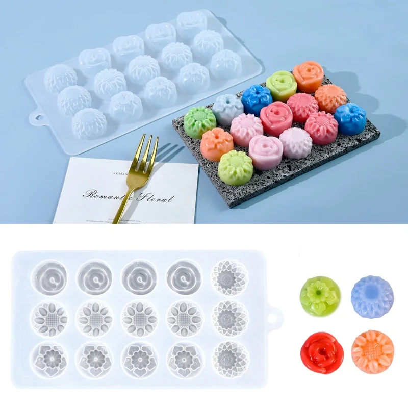 Handmade Chocolate Silicone Resin Mold 3D Flower Cupcake Baking Molds Candy Cookie Jelly Ice Cube Cute Cake Decorating Tools