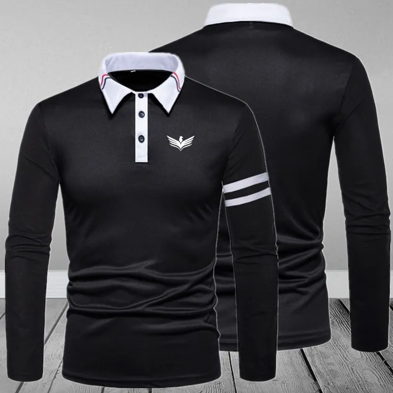 Brand new Classic style men\'s long sleeved printed shirt business casual summer long sleeved polo shirt