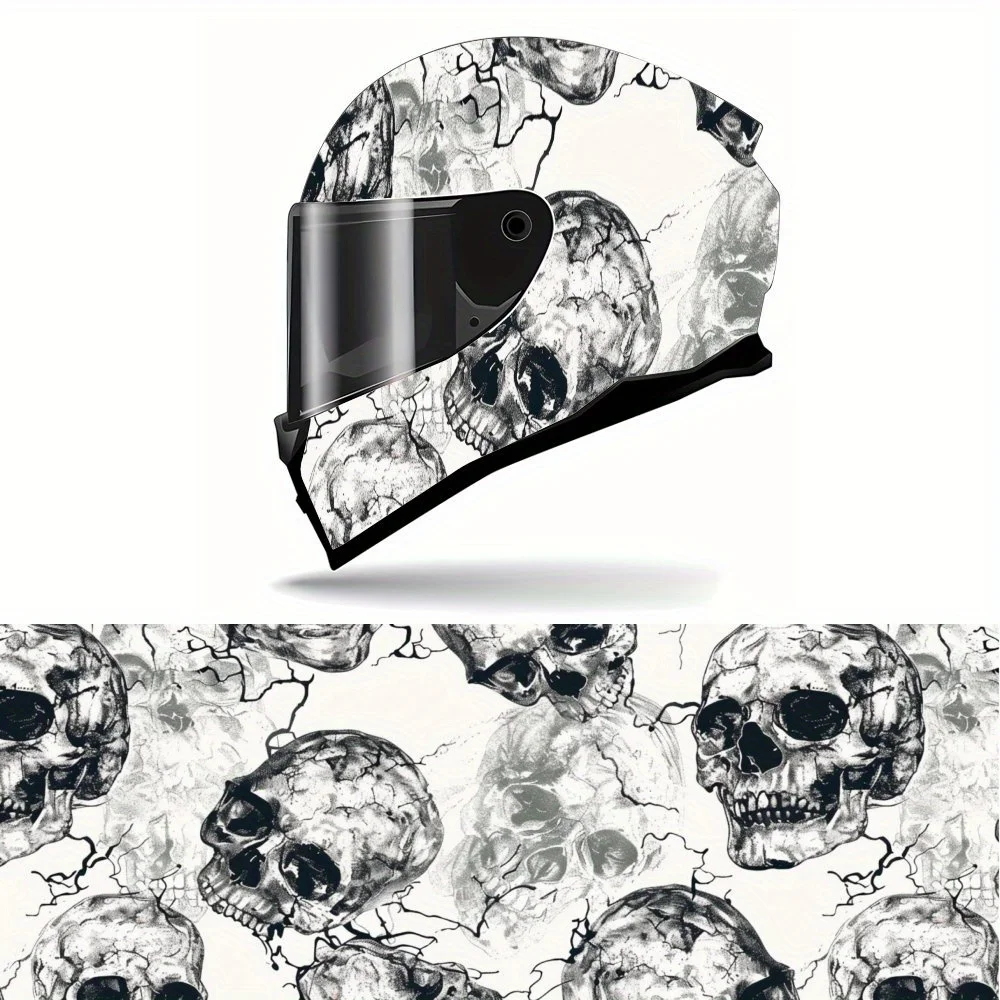 

Retro Style SkullFull Face Helmet Vinyl Wrap Sticker, Waterproof Scratch-Resistant Self-Adhesive PVC Decals, Artistic Aesthetic