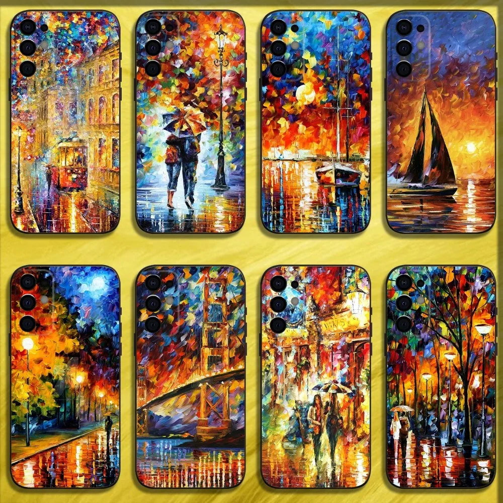 L-Leonid Afremov Oil Painting Phone Case For Samsung S24,S21,S22,S23,S30,Ultra,S20,Plus,Fe,Lite,Note,10,9,5G Black Soft Shell