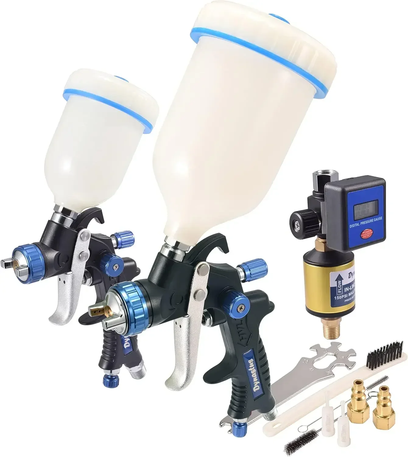 Pro Series Gravity Feed Composite HVLP Air Spray Gun Detail Paint Sprayer 2 Pcs Kits, with 1.0, 2.0 Nozzle