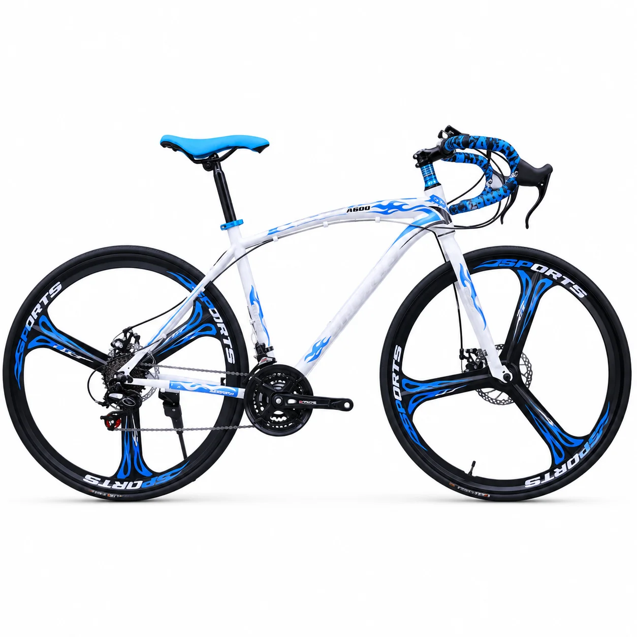 Road Bike 24/26 Inch 30-Speed High Carbon Steel Racing Bicycle Dual Disc Brakes Tri-Spoke/Deep Rim