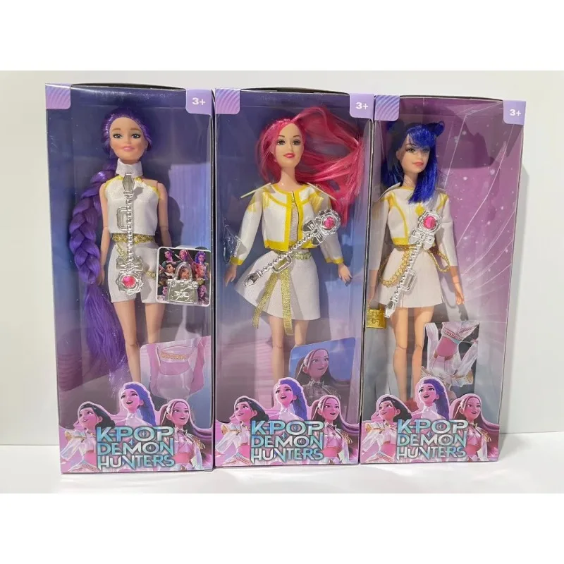 2025 novo 30cm k-pop demon hunters boneca altamente restaurado personagem anime brinquedo de vinil rumi mira zoey presente surpresa de aniversário para meninas